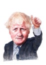 Boris Johnson watercolor illustration portrait Royalty Free Stock Photo