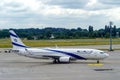 Airplane `Boeing 737-800` of the Israeli airline El Al. Israel`s largest airline, national carrier.