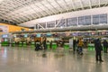 Borispol Airport, Kiev, Ukraine February 7, 2020. Passengers in International airport Borispol. check-in desks and waiting lines