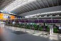 Borispol, Ukraine - June 23, 2020: Boryspil International Airport Terminal D. Reception. Empty airport building due to