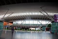 Borispol, Ukraine - June 23, 2020: Boryspil International Airport Terminal D. Reception. Empty airport building due to coronavirus