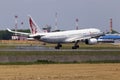 SU-ALA Air Leisure Airbus A330-200 aircraft landing on the runway Royalty Free Stock Photo