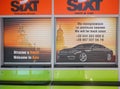 Borispol, Ukraine - September 15, 2020: The logo of the car rental company Sixt at Borispol, Ukraine