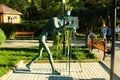 Borjomi, Georgia - June 13, 2016: Sculpture of a photographer with retro large format camera at the entrance to Borjomi Central