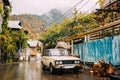 Borjomi, Samtskhe-Javakheti, Georgia. Russian Old Rusty Car Seda