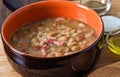 Borlotti bean and spelt soup. Royalty Free Stock Photo