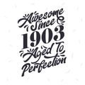 Born in 1903 Awesome Retro Vintage Birthday, Awesome since 1903 Aged to Perfection