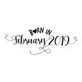 Born in February 2019 - Nursery vector illustration.