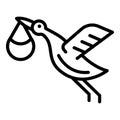 Born fly stork icon, outline style