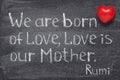 born of love Rumi