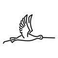 Born stork icon outline vector. Fly bird