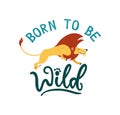 Born to be wild cute greeting card with jumping lew