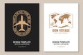 Born voyage badge, logo. Live, love, travel Inspiration quotes with airplane , travel map silhouette. Vector