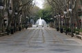 Borne Avenue central square in Palma de Mallorca appears deserted during the COVID-19 outbreak