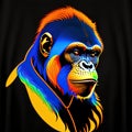 Bornean Orang-utan Animal Style Print Design Logo. Generative AI.