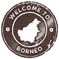 Borneo map vintage stamp.