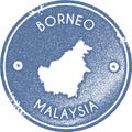 Borneo map vintage stamp.