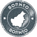 Borneo map vintage stamp.