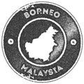 Borneo map vintage stamp.