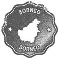 Borneo map vintage stamp.