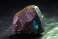 Bornite is a rare precious natural stone on a black background. AI generated. Header banner mockup with space. Royalty Free Stock Photo