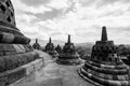 Borobodur temple in black and white Royalty Free Stock Photo
