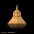 Indonesian Borobudur ancient temple. Cartoon style icon