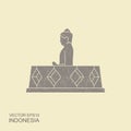 Indonesian Borobudur ancient temple. Flat vector icon