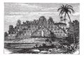 Borobudur or Barabudur in Central Java Indonesia vintage engraving