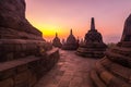 Borobudur, or Barabudur is a 9th-century Mahayana Buddhist temple in Central Java Royalty Free Stock Photo