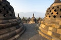 Borobudur, or Barabudur is a 9th-century Mahayana Buddhist temple in Central Java Royalty Free Stock Photo