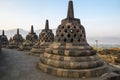 Borobudur, or Barabudur is a 9th-century Mahayana Buddhist temple in Central Java Royalty Free Stock Photo