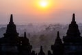 Borobudur, or Barabudur is a 9th-century Mahayana Buddhist temple in Central Java Royalty Free Stock Photo