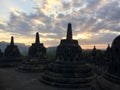 Borobudur Buddhist temple at sunset . Near Yogyakarta on Java Island, Indonesia Royalty Free Stock Photo