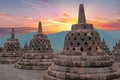 Borobudur Buddist Temple in island Java Indonesia at sunset Royalty Free Stock Photo