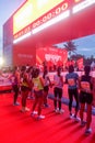 Borobudur Marathon Athletes getting readyon the starting line. Royalty Free Stock Photo