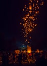 BOROBUDUR, May 29th 2018: Thousands of lanterns released into night sky by Buddhists in Borobudur Temple as part of Vesak Day