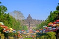 Borobudur temple with beautiful garden