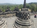 Borobudur Temple building looks closely