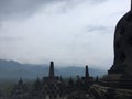 Borobudur Temple in Java, Indonesia on Cloudy Day.
