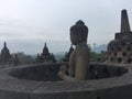 Borobudur Temple in Java, Indonesia on Cloudy Day.