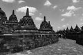 Side of Borobudur Tample in B&W Royalty Free Stock Photo