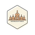 Borobudur Temple Jogjakarta, Indonesia Lineal Color Icon.