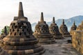 Borobudur temple stupa row in Indonesia Royalty Free Stock Photo