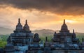 Borobudur temple at sunrise, Java, Indonesia Royalty Free Stock Photo