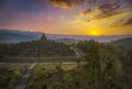 Borobudur temple sunset aerial