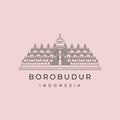 borobudur temple vector line art logo symbol illustration design