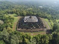 Borobudur temple view shot drone