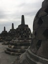 Borobudur Temple in Java, Indonesia on Cloudy Day.