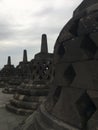 Borobudur Temple in Java, Indonesia on Cloudy Day.